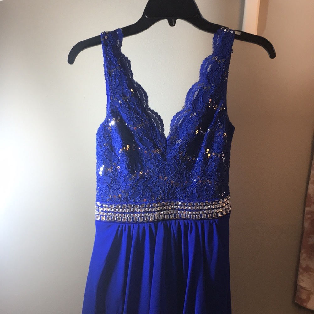 Blue high low formal dress